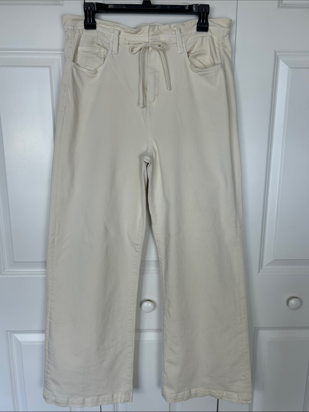 PAIGE Cream Wide Leg Drawstring Pants Size 29